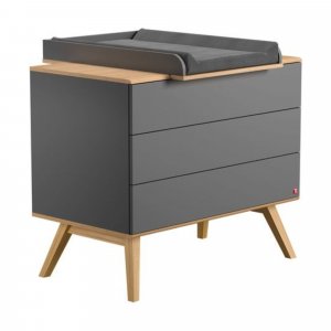 Plan à langer graphite et bois nature Vox