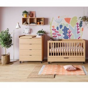 Commode 4 tiroirs bois et noir simple Vox