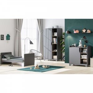 Commode avec plan à langer bois et graphite leaf Vox