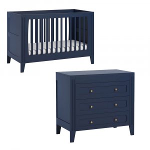 Chambre bébé duo lit 70x140 + commode indigo milenne Vox