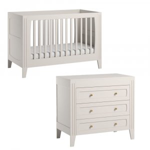 Chambre bébé duo lit 70x140 + commode blanc milenne Vox