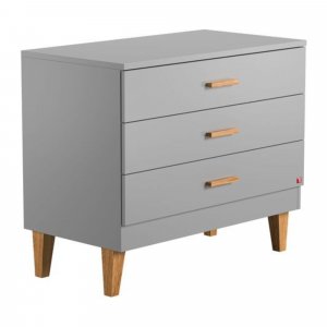 Chambre bébé duo lit 70x140 + commode gris clair et bois lounge Vox