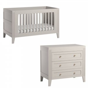 Chambre duo lit 70x140 + commode sable beige - collection milenne Vox