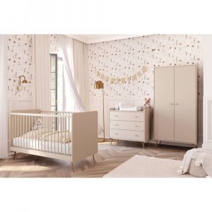 Chambre trio lunea beige lit 70x140 + commode + armoire 2 portes Vox