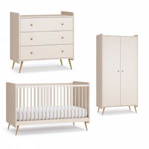 Chambre trio lunea beige lit 70x140 + commode + armoire 2 portes Vox