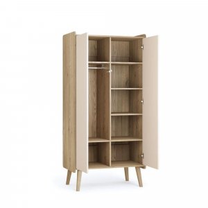 Chambre trio vintage fresh beige lit 60x120 cm + commode + armoire 2 portes Vox