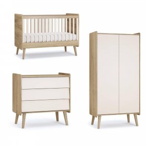 Chambre trio vintage fresh beige lit 70x140 cm + commode + armoire 2 portes Vox