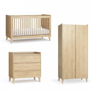 Chambre trio muve chêne lit 70x140 cm + commode + armoire 2 portes Vox