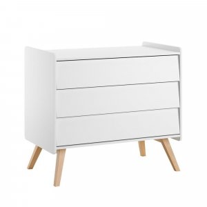 Chambre duo lit bébé évolutif 70 x 140 cm + commode 3 tiroirs vintage blanc Vox