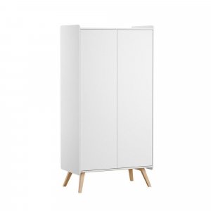 Chambre trio lit bébé 60 x 120 cm + commode 3 tiroirs + armoires 2 portes vintage blanc Vox