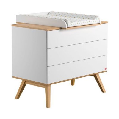 Plan à langer blanc et bois nature