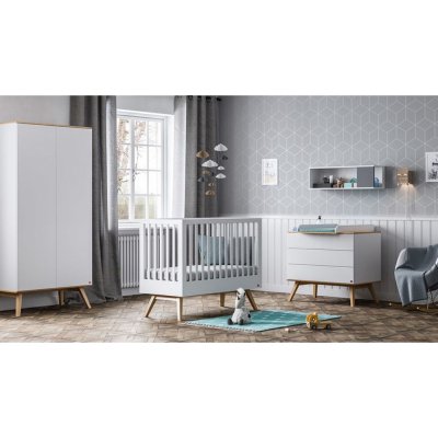 Armoire blanche et bois 2 portes nature