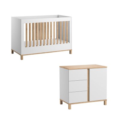 Chambre bébé duo lit 70x140 + commode blanc altitude