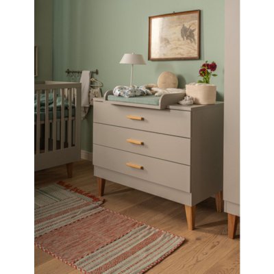 Commode gris clair et bois à tiroirs lounge