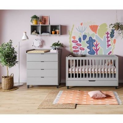 Commode 4 tiroirs gris et noir simple