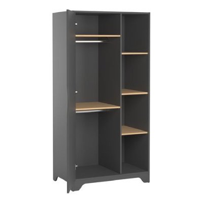 Armoire 1 porte graphite et bois leaf