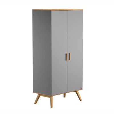 Armoire gris clair et bois 2 portes nautis