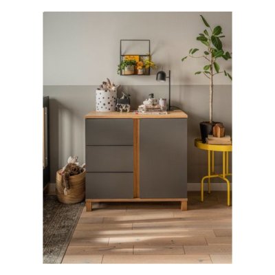 Commode graphite et bois à tiroirs altitude