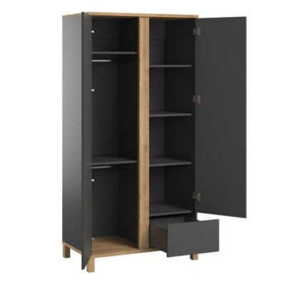 Armoire graphite et bois 2 portes altitude