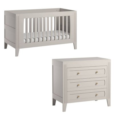 Chambre duo lit 70x140 + commode sable beige - collection milenne by vox