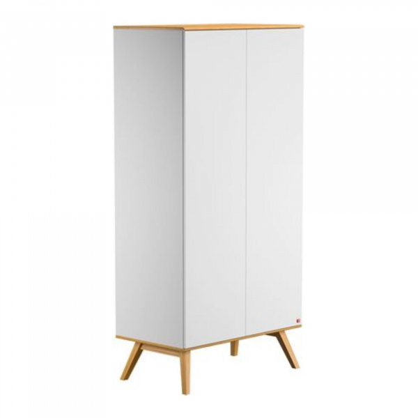 Armoire blanche et bois 2 portes nature Vox