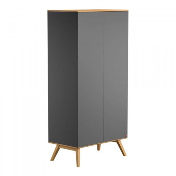 Armoire graphite et bois 2 portes nature Vox