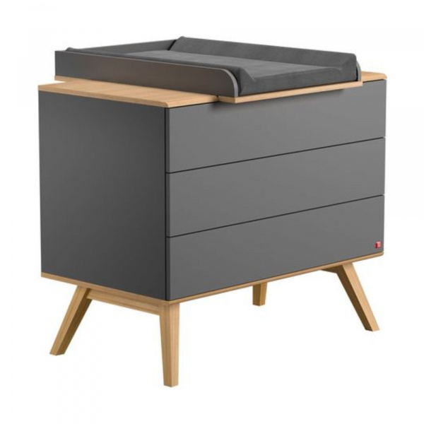 Plan à langer graphite et bois nature Vox