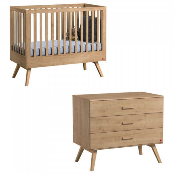 Chambre bébé duo lit 60x120 + commode bois nautis Vox