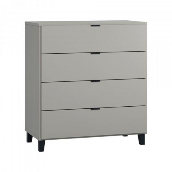 Commode 4 tiroirs gris et noir simple Vox