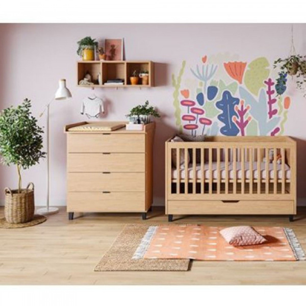 Commode 4 tiroirs bois et noir simple Vox