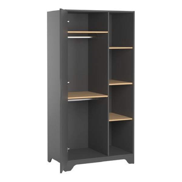 Armoire 1 porte graphite et bois leaf Vox