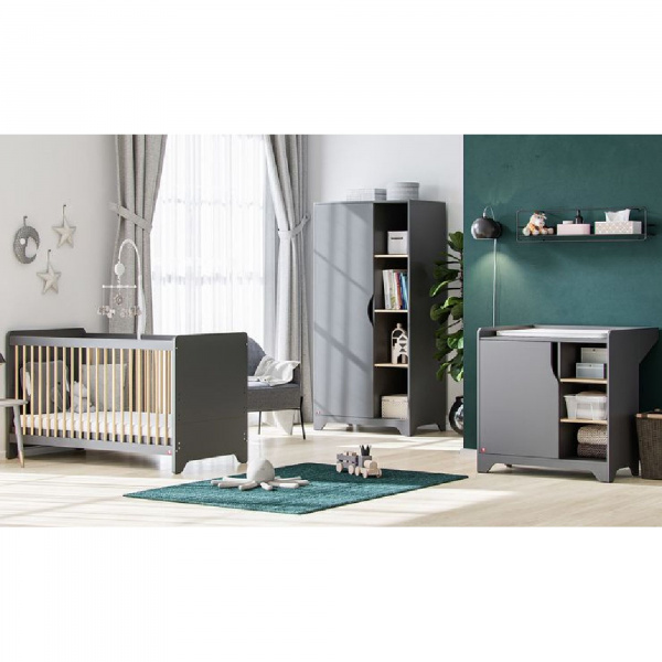 Armoire 1 porte graphite et bois leaf Vox