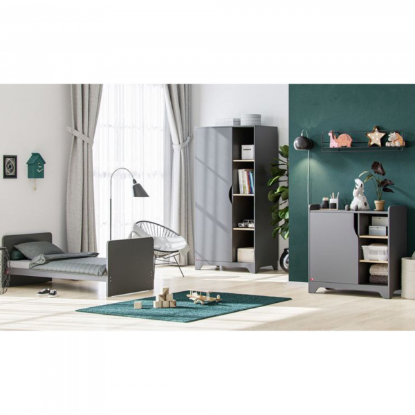 Commode avec plan à langer bois et graphite leaf Vox