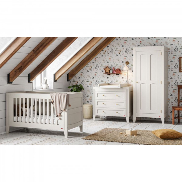 Chambre bébé trio lit 70x140 + commode + armoire blanc milenne Vox