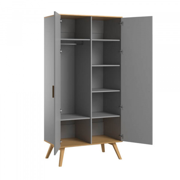 Armoire gris clair et bois 2 portes nautis Vox
