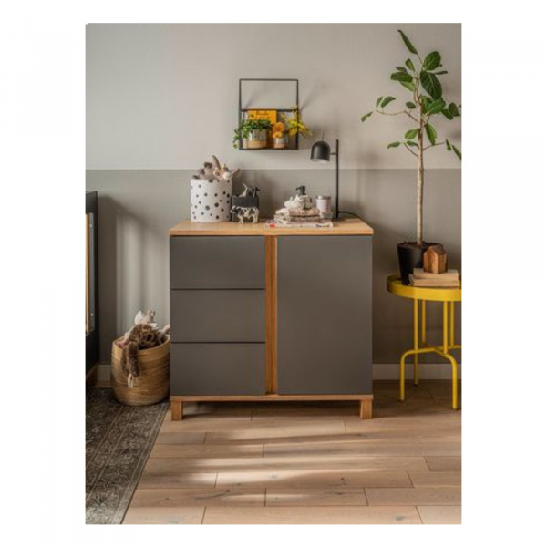 Commode graphite et bois à tiroirs altitude Vox