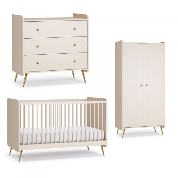 Chambre trio lunea beige lit 70x140 + commode + armoire 2 portes Vox