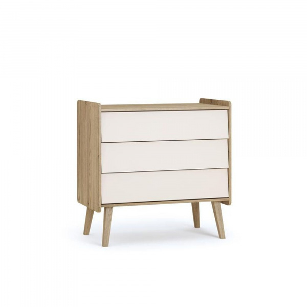 Chambre duo vintage fresh beige lit 70x140 cm + commode Vox