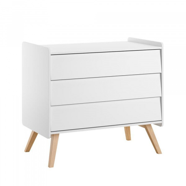 Chambre trio lit bébé 60 x 120 cm + commode 3 tiroirs + armoires 2 portes vintage blanc Vox