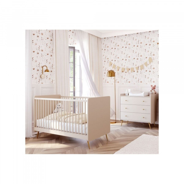 Chambre duo beige lit 70x140 + commode - collection lunea Vox