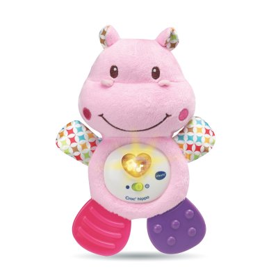 Peluche musicale croc'hippo rose