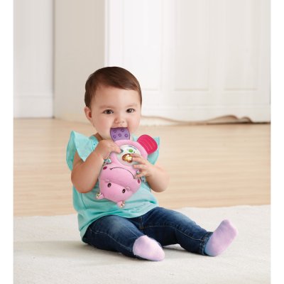 Peluche musicale croc'hippo rose