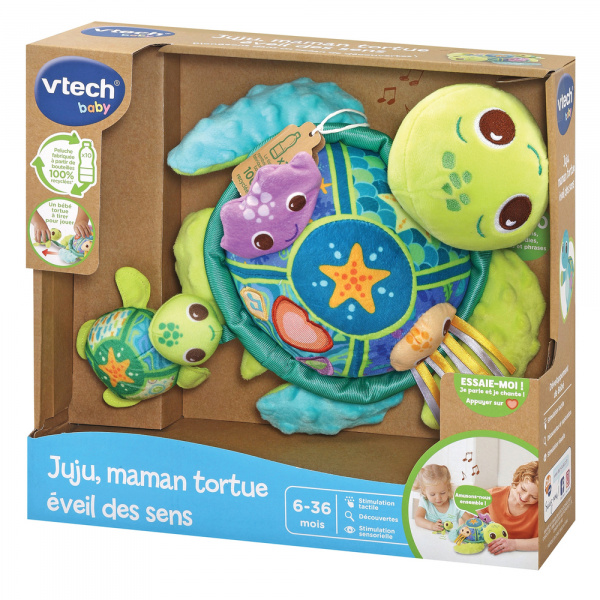 Peluche d'activité juju, maman tortue éveil des sens Vtech