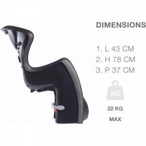 Siège arrière de vélo pour bébé noir et gris Okbaby