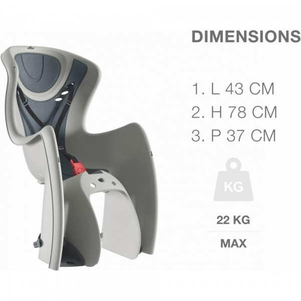 Siège arrière de vélo pour bébé gris Okbaby
