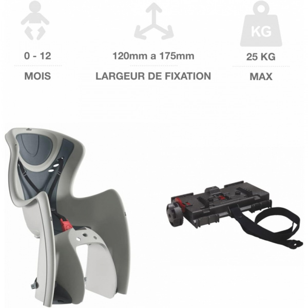 Siège arrière de vélo pour bébé gris Okbaby