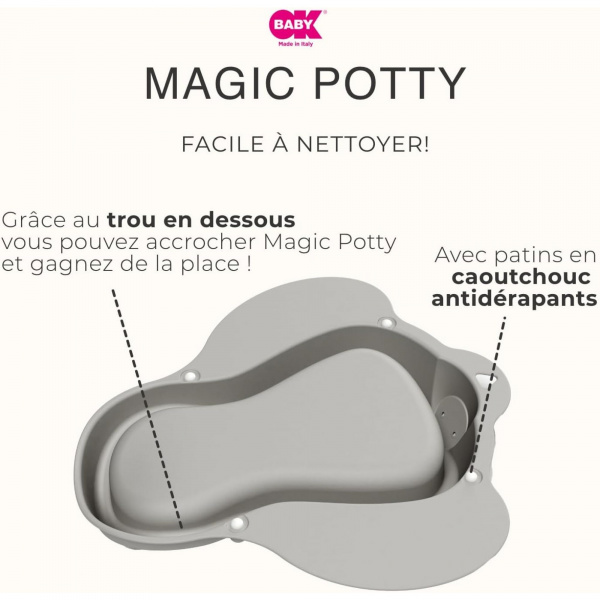 Pot magic potty facilitant le transit intestinal gris Okbaby