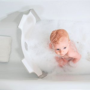 Réducteur de baignoire blanc et rose Babydam