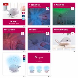 Projecteur d’ambiance océan wally la baleine gris Zazu