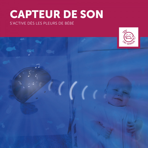 Veilleuse bébé projecteur cody le crabe Zazu